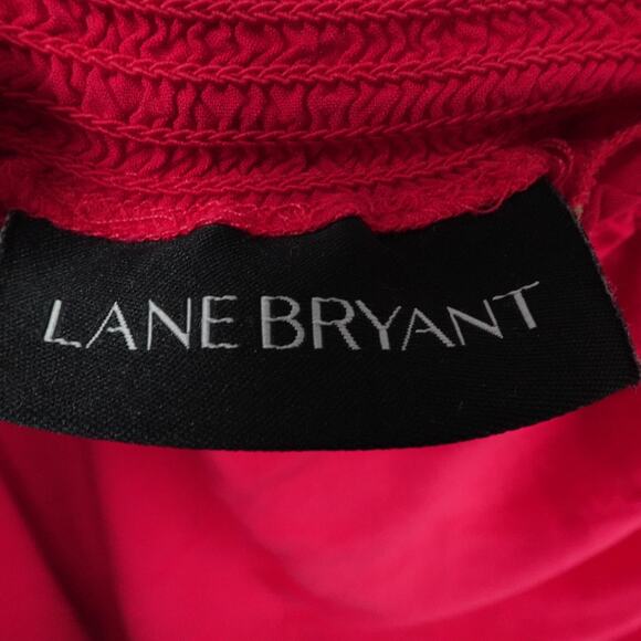 Lane Bryant Top Womens‎ 18/20 Red Off Shoulder Lace Bell Sleeve Smocked Stretch - Picture 9 of 13